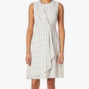 Calvin Klein White and Black Striped Midi Dress
